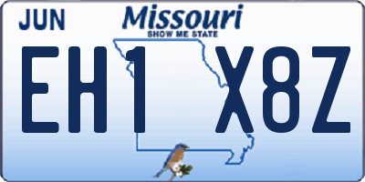 MO license plate EH1X8Z