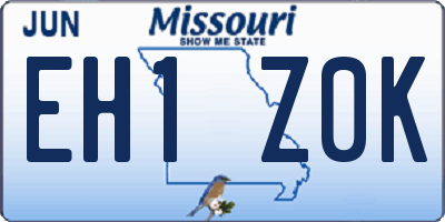 MO license plate EH1Z0K
