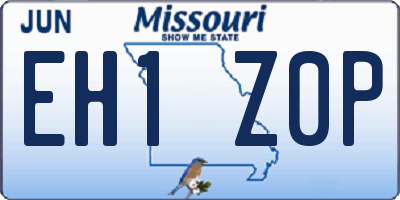 MO license plate EH1Z0P