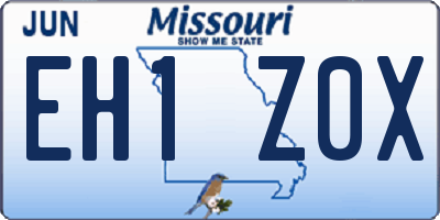 MO license plate EH1Z0X