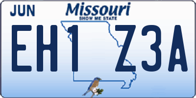 MO license plate EH1Z3A