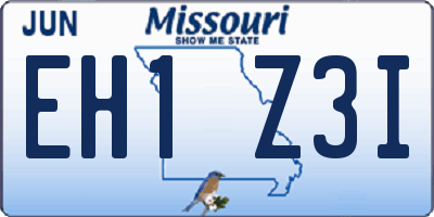 MO license plate EH1Z3I