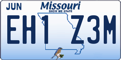 MO license plate EH1Z3M