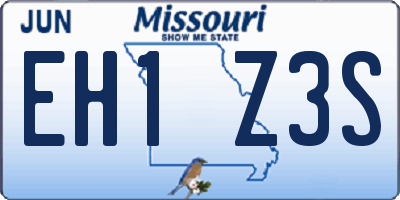 MO license plate EH1Z3S