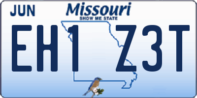 MO license plate EH1Z3T