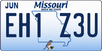 MO license plate EH1Z3U