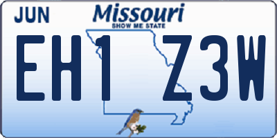 MO license plate EH1Z3W