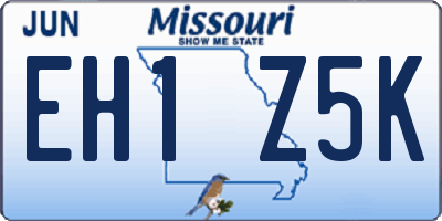 MO license plate EH1Z5K