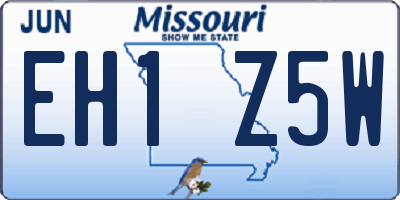 MO license plate EH1Z5W