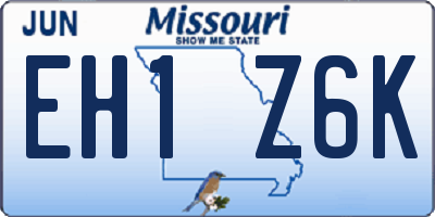 MO license plate EH1Z6K