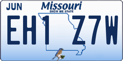 MO license plate EH1Z7W