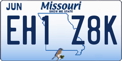 MO license plate EH1Z8K