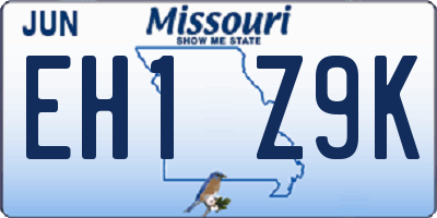 MO license plate EH1Z9K
