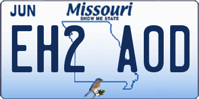MO license plate EH2A0D