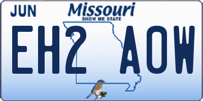MO license plate EH2A0W