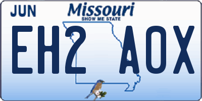 MO license plate EH2A0X