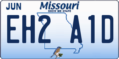 MO license plate EH2A1D