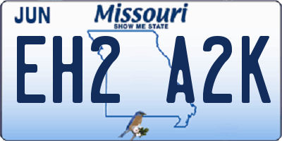 MO license plate EH2A2K