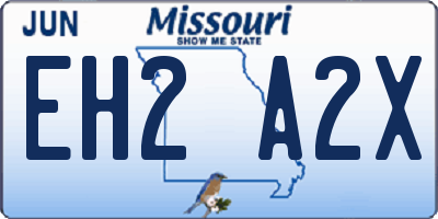 MO license plate EH2A2X