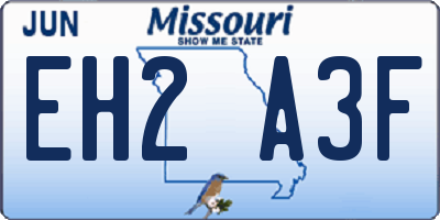 MO license plate EH2A3F