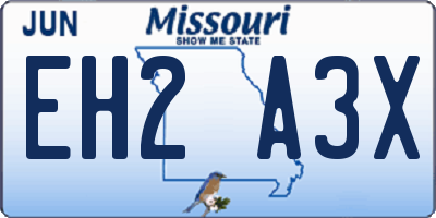 MO license plate EH2A3X