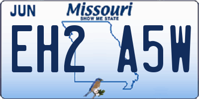 MO license plate EH2A5W