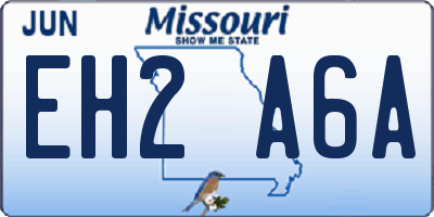 MO license plate EH2A6A