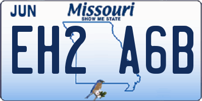 MO license plate EH2A6B