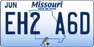 MO license plate EH2A6D