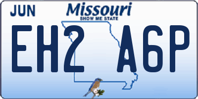 MO license plate EH2A6P