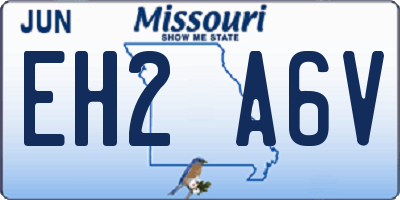 MO license plate EH2A6V