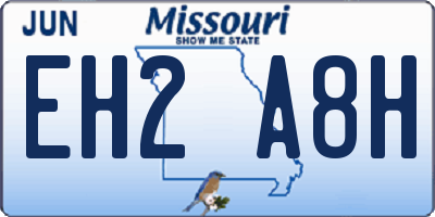 MO license plate EH2A8H