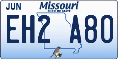 MO license plate EH2A8O