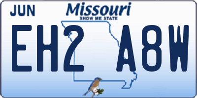 MO license plate EH2A8W