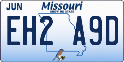 MO license plate EH2A9D