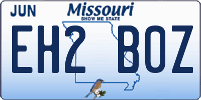 MO license plate EH2B0Z