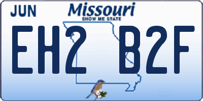 MO license plate EH2B2F