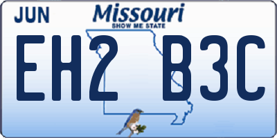 MO license plate EH2B3C