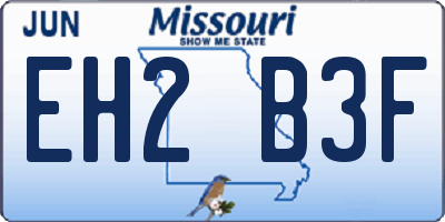 MO license plate EH2B3F