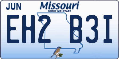 MO license plate EH2B3I