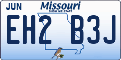 MO license plate EH2B3J