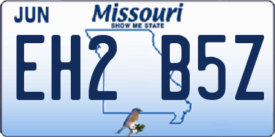 MO license plate EH2B5Z