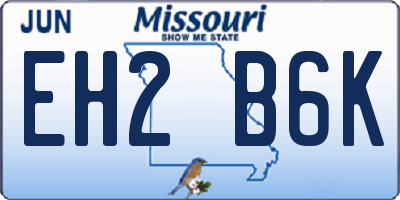 MO license plate EH2B6K