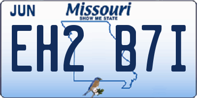 MO license plate EH2B7I