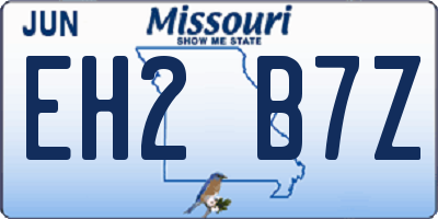 MO license plate EH2B7Z