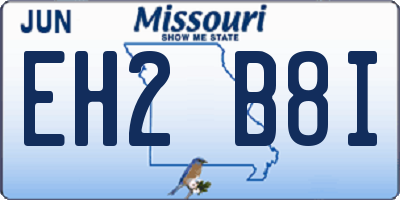 MO license plate EH2B8I