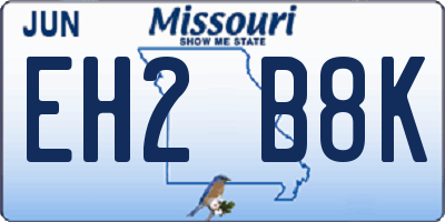 MO license plate EH2B8K