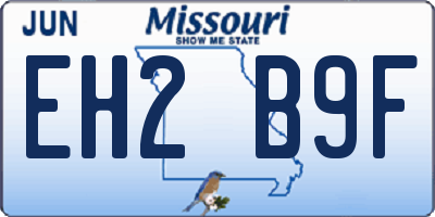 MO license plate EH2B9F