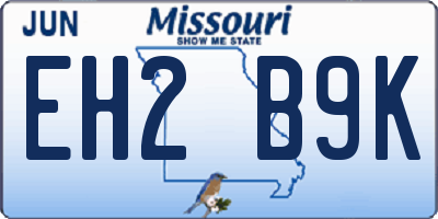 MO license plate EH2B9K