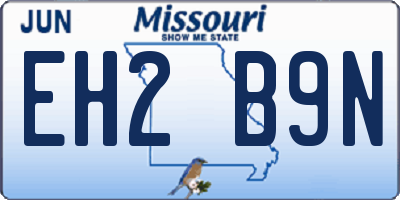 MO license plate EH2B9N